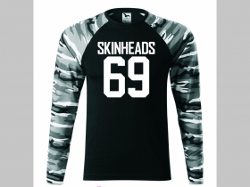 Skinheads 69 pánske tričko (nie mikina!!) s dlhými rukávmi vo farbe " metro " čiernobiely maskáč gramáž 160 g/m2 materiál 100%bavlna